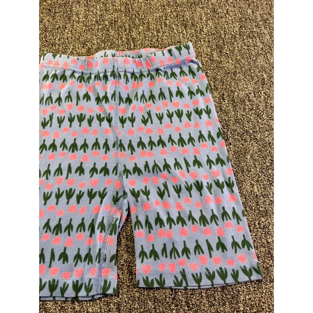 Hanna Andersson Pajama Set Girls 14-16 Blue Pink Tulip Floral Cotton 2pc 1881